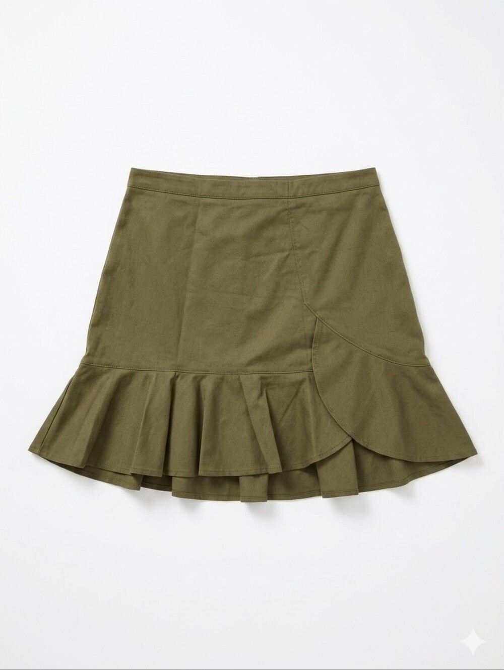 Madewell Olive A-Line Ruffle Hem Skirt